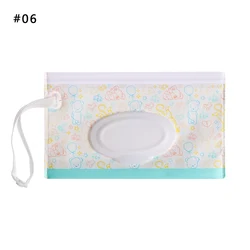 Cartoon Eco-Friendly Reusable Wet Wipes Bag with Snap Strap - Portable Cleaning Case (Style 2-6)