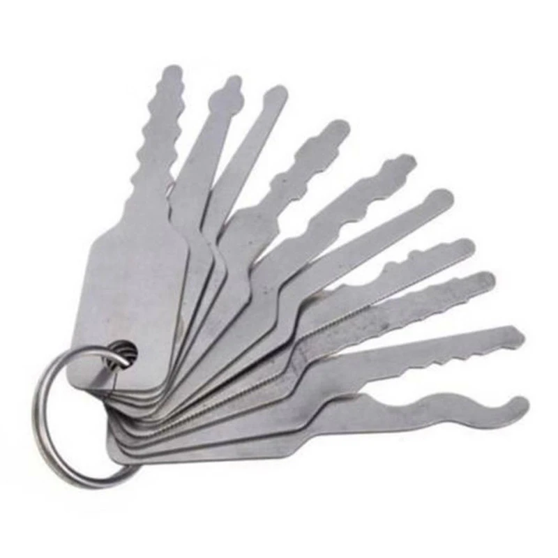 

10Pcs/Set Car Stainless Jiggler Keys Dual Sided Car Unlock Lock Open Repair Tool Kit Accessories