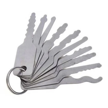 

10Pcs/Set Car Stainless Jiggler Keys Dual Sided Car Unlock Lock Open Repair Tool Kit Accessories
