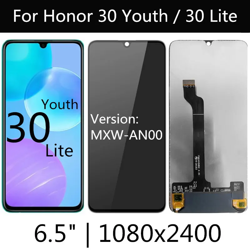 

LCD Display Touch Screen Digitizer Assembly Replacement for Honor 30 Lite, MXW-AN00, 6.5"