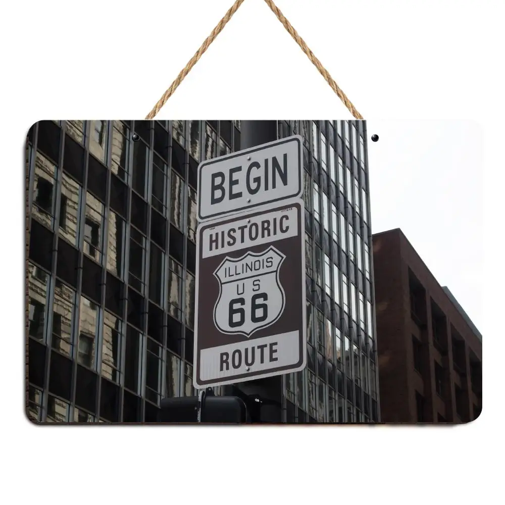 Горячая Route 66 номерная пластина, бар Настенная Наклейка с деревьями знак винтажная деревянная вывеска панель для оформления дома покраска плавок плакат - Цвет: Коричневый
