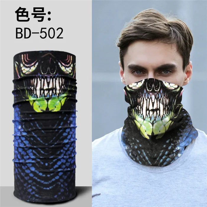 BD502 Scarf Мужской шарф, бандана для езды на Хэллоуин, женский платок, лыжная маска с черепом, маска на половину лица, шарф-призрак, шарф на шею, шарфы для походов, волшебный шарф, Вечерние Маски - Цвет: BD502 Scarf
