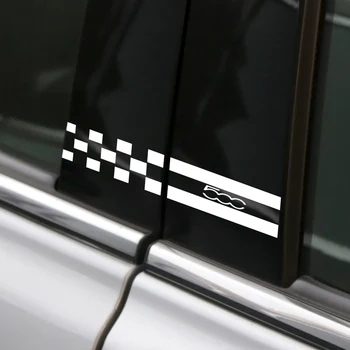 

2PCS Car Window Column Decorative Sticker Auto B Pillars Cover Reflective Decal For Fiat 500 Car Stickers And Decals Accessories