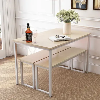 

3 Piece Dining Set Kitchen Dining Table with Two Benches