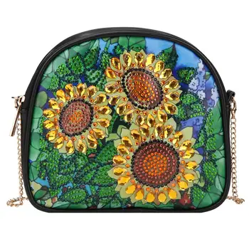 

DIY diamond painting creative cosmetics storage bag hand bag special-shaped drill sunflowers shoulder bag