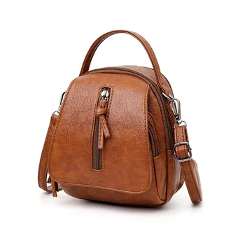 

Vintage Soft Leather Large Capacity Shoulder Bags for Women Female Handbag Double Compartment Crossbody Bags Lady Small Tote