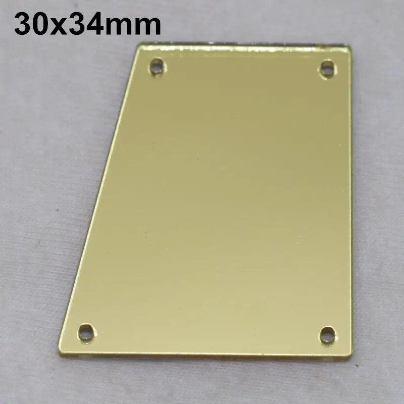 A23-30x34 Светло-золотистый акриловый зеркальный пришивной Стразы DIY Flatback зеркальный акрил пришивные стразы с отверстиями для шитья - Цвет: A23-30x34