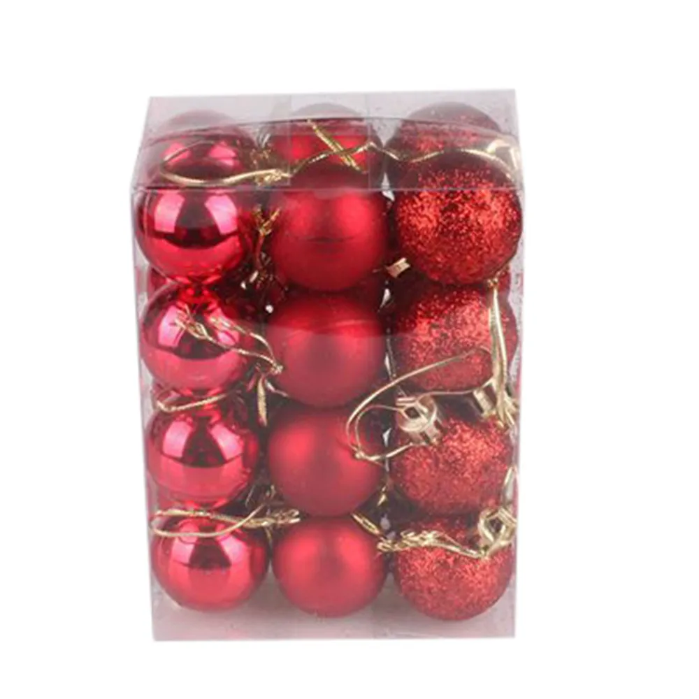 24pcs/lot 30mm Christmas Tree Decor Ball Bauble Xmas Party Hanging Ball Ornament decorations for Home Christmas Decorations 0912 - Цвет: Red