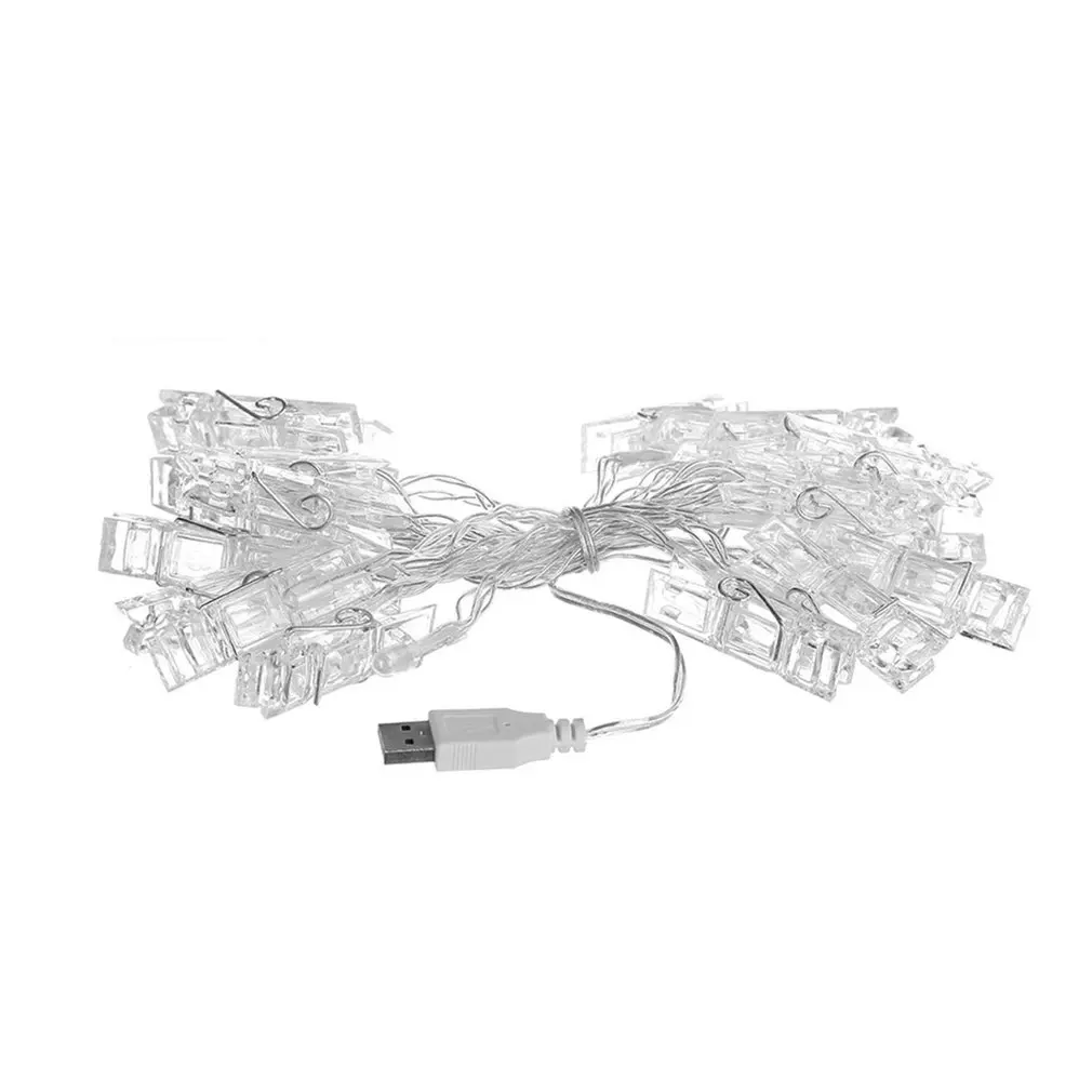 Warm White 1M 10 LED Photo Clip Light String Led Creative Photo Wall Decoration Lights Christmas Lights Usb Battery Light String Wholesale - Испускаемый цвет: Warm White
