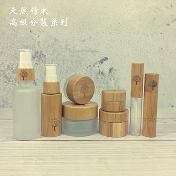 

Cosmetic wooden jar 30/50/100g luxury solid bamboo cream container with engraving,glass spray bottle with wood pump engraved lid