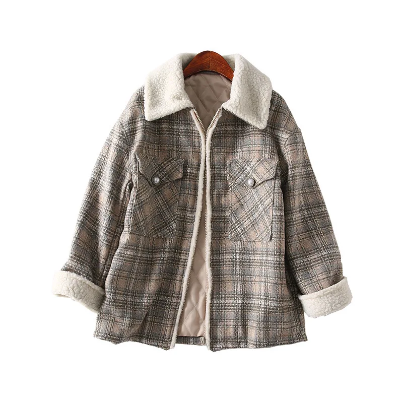 

A Generation of Berber Fleece Fold-down Collar Pattern Woolen Jacket A- line Skirt Two-Piece Women's Entity