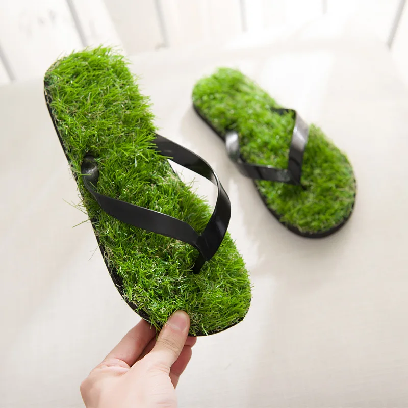 New Couples Funny Slippers Simulation Grass Flip Flops Lawn Slides Fashion Men Women House Slippers Flats Comfortable Shoes