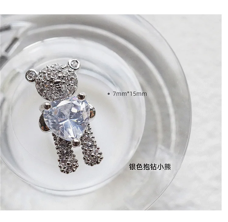 10 Stück Kaninchen Kleiner Bär Legierung Zirkon Kristalle Strass Nagelschmuck Nail Art Dekorationen Nägel Zubehör Charms Zubehör – Detail 4