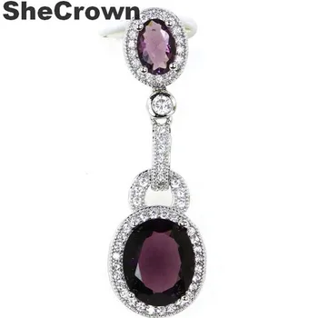 

39x12mm Elegant Purple Amethyst White CZ Gift For Sister 2020 Hot Sell 925 Silver Pendant