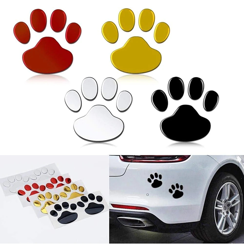 2pcs/Set Of Car or Dog Stickers Cool Design Paw 3D Animal Dog Footprints Footprint Stickers Car Car Protection Stickers