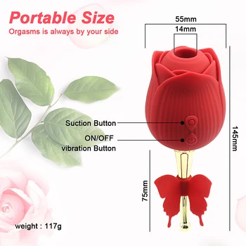 With Butterfly Rose Sucking Vibrator 2 in 1 Nipple Oral Clitoral Suction Cup G Spot High Frequency Stimulator Sex Toys for Women 3