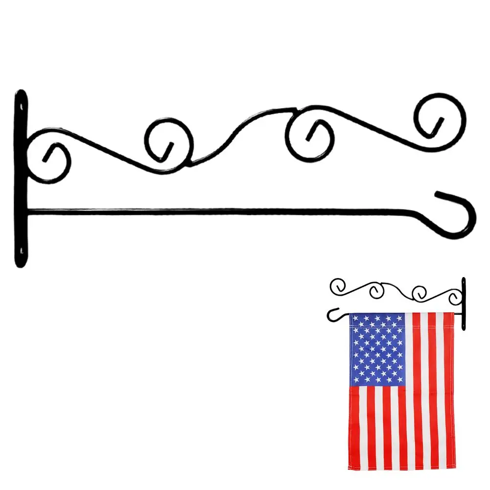 Garden Wall Flag Stand Flagpole Weather-proof Metal Flag Holder Garden Wall Hanger for Outdoors Courtyard #4O
