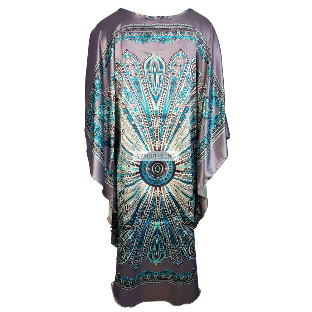 Chinese Vintage Print Lady Robe Dress Nightgown Summer Nightdress Sleepwear Women Satin Rayon Nightwear Bath Gown One Size