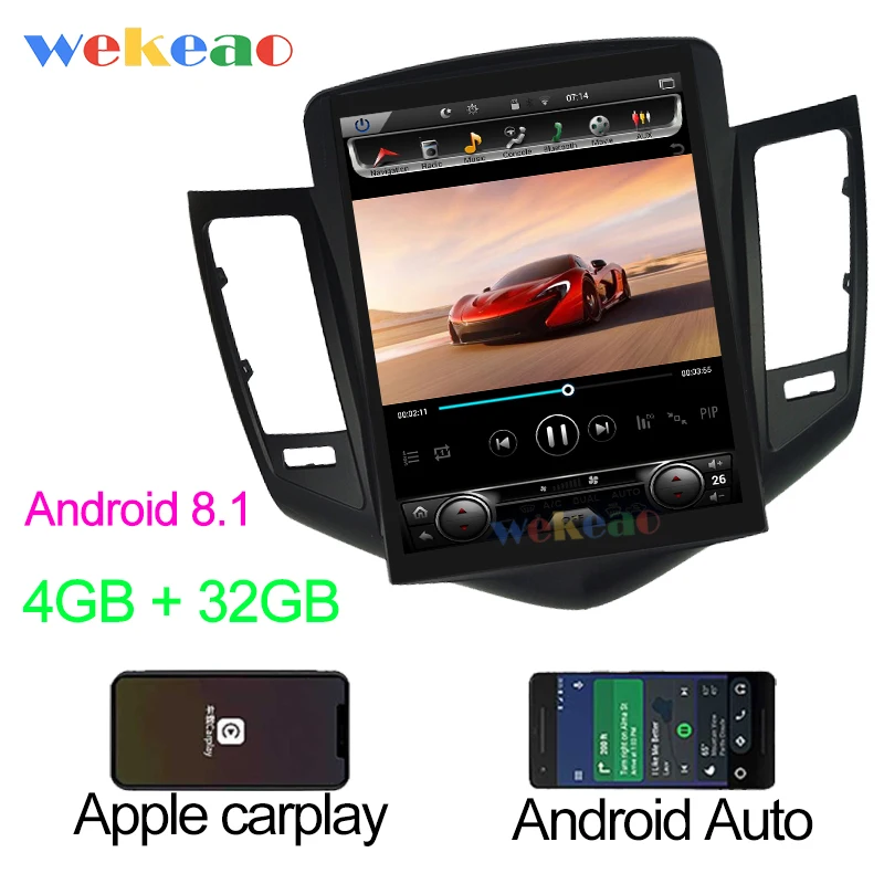 Android Car Radio Wekeao вертикальный экран Tesla style 10,4 ''1Din Android автомобильный Dvd мультимедийный плеер gps навигация Автомагнитола для Chevrolet Cruze - Цвет: Android Car Radio