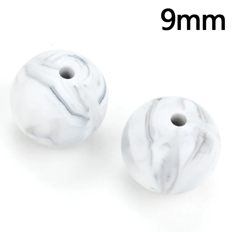 Marble LOFCA, 200 шт./лот, 9 мм, силиконовые бусины, свободные, прорезыватели для зубов, бусины без бисфенола, пищевого качества, Детские Прорезыватели, жевательные, сделай сам, ювелирное изделие, ожерелье, изготовление - Цвет: Marble