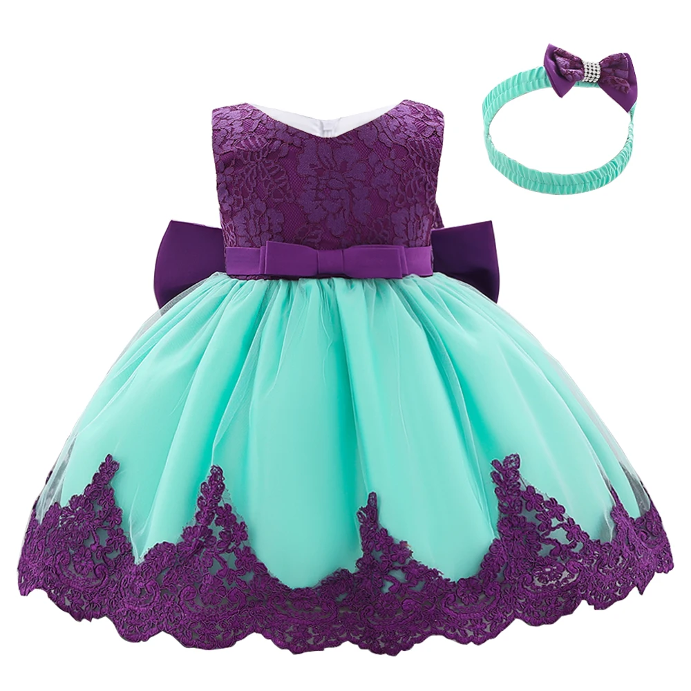 green purple Розничная ; платье для новорожденных девочек 1 года; платье для дня рождения платье для крестин с аппликацией в виде бабочки для маленьких девочек; L1911XZ - Цвет: green purple