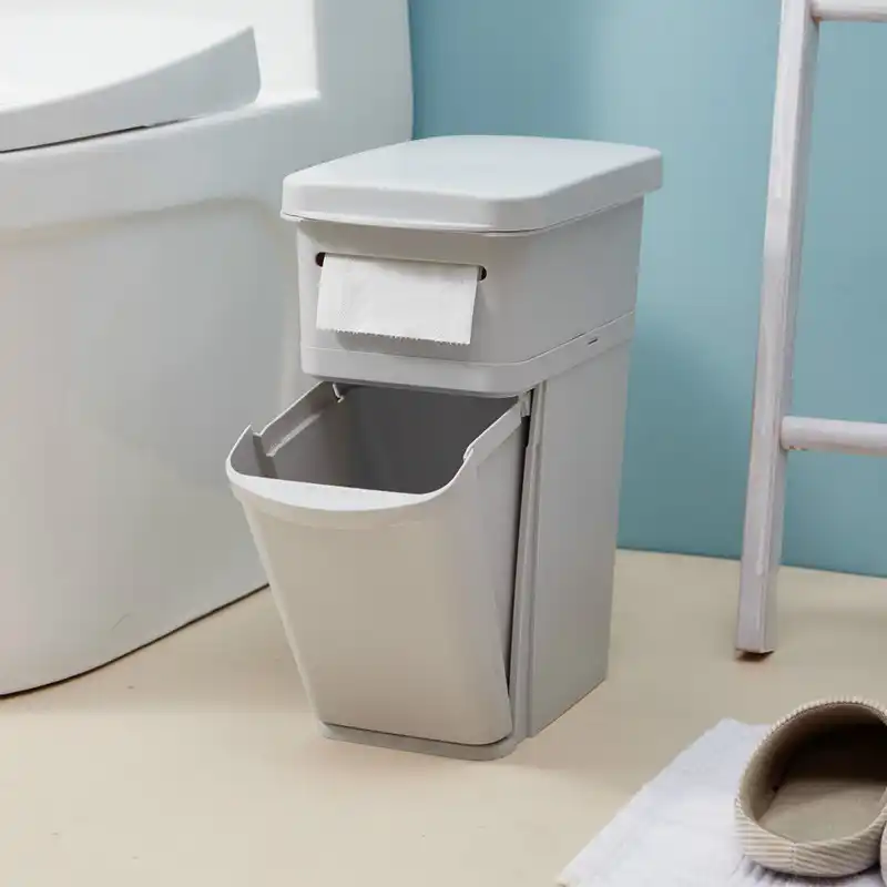 Yeni 2 Katmanli Ev Depolama Kova Banyo Cop Kutusu Tuvalet Fircasi Ile Doku Kagit Dispenseri Cop Kovasi Dar Alan Gap Organizator Saklama Sepetleri Aliexpress