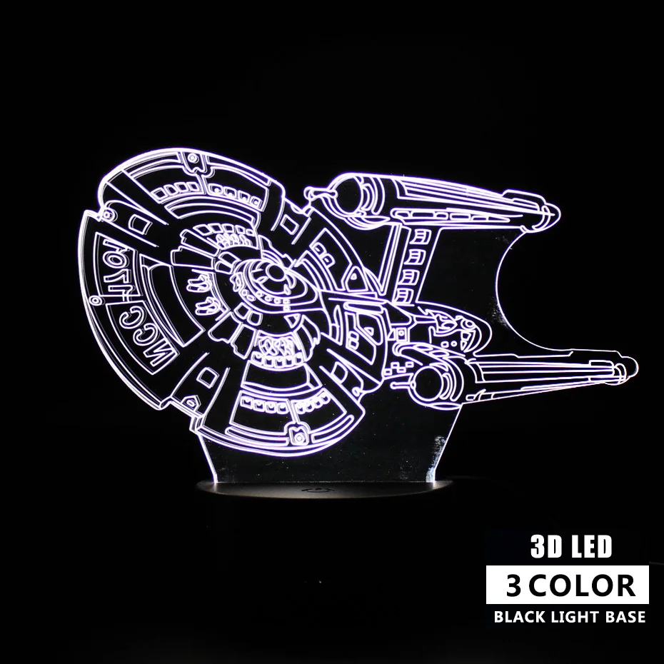 Kids Gifts Airship 3d Lamp Falcon Light Remote Control Table Party Decoration Star Wars Nightlight Sleep Projection Lamp