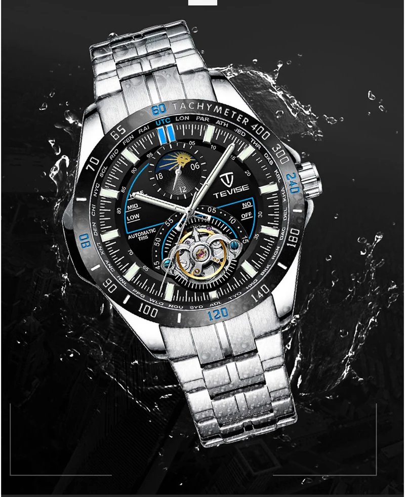 Tevise механические часы модные роскошные мужские автоматические часы мужские деловые водонепроницаемые наручные часы Montre Homme