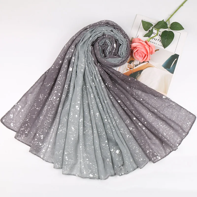 Plain Shimmer Silver Glitter Cotton Scarf Women Muslim Hijab Ombre Scarves  Gradient Long Shawl Wrap Women's Headscarf 180*90cm - AliExpress