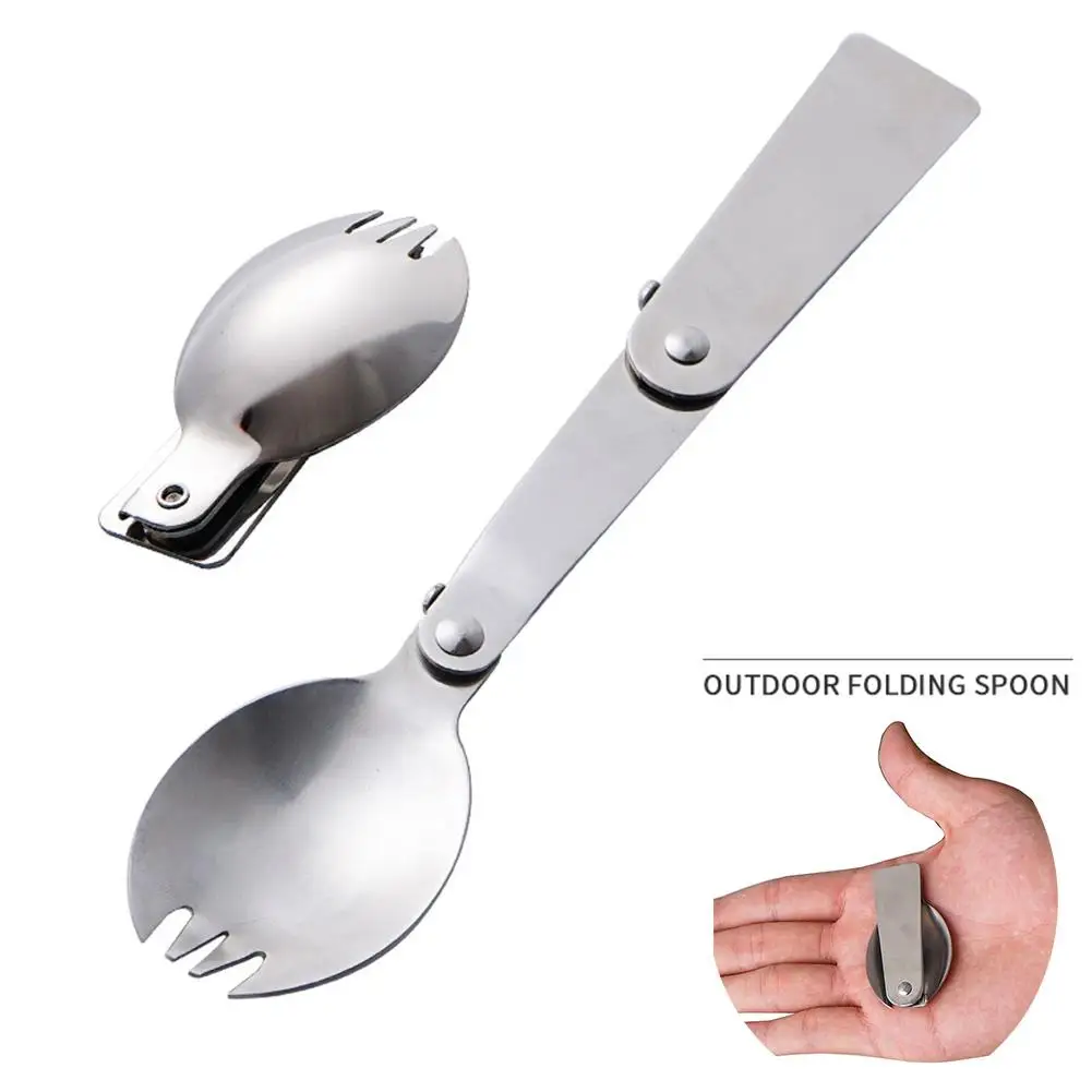 Portable Mini Tableware Folding Spoon Stainless Steel Cutlery for Outdoors Camping Barbecue Picnic
