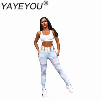 

YAYEYOU summer camouflage pants printed pleated pocket fashion sweatpants high waist thin buttocks sweatpants peach-shaped fitne