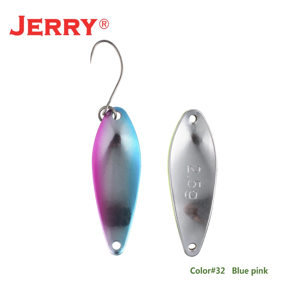 Jerry 1 шт., латунные рыболовные ложки pesca, яркие цвета, высокое качество, безделушки, форель, ложка, рыболовные приманки - Цвет: blue pink