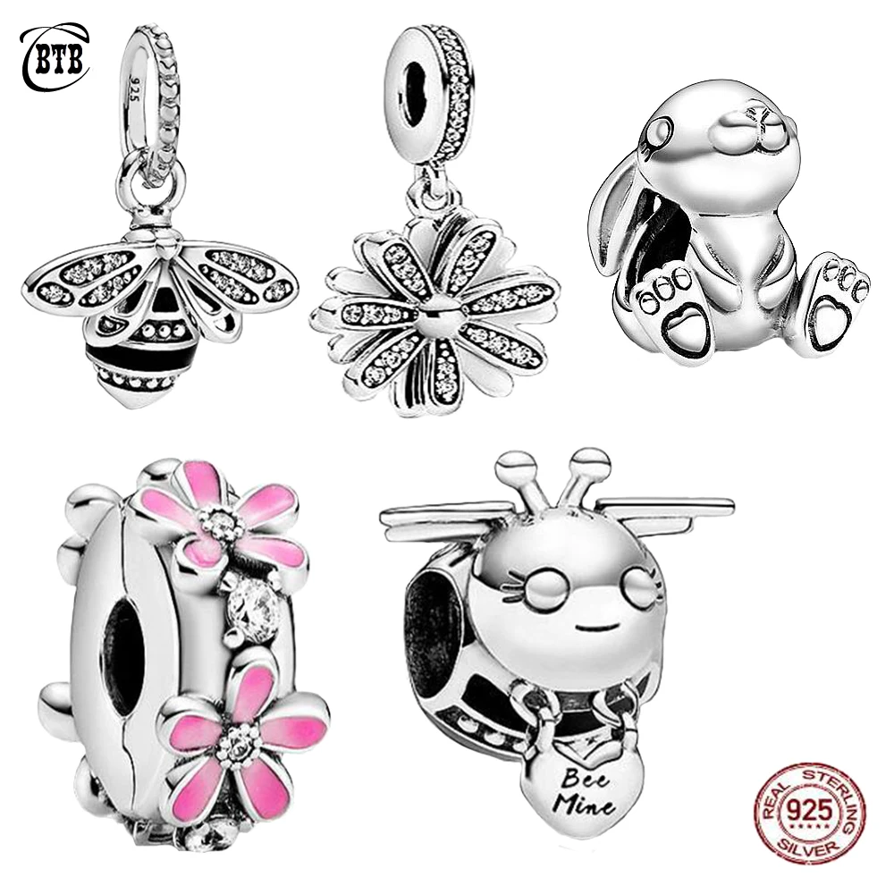 

Rose Sparkling Dragonfly Charms 925 Silver Bee Charm Fit Original Bracelet DIY Jewelry