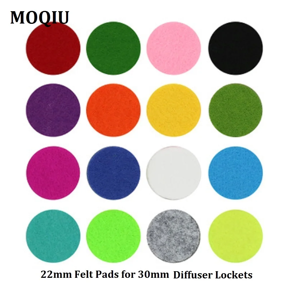 

New 30 pcs colorful thick essential oil diffuser locket perfume aromatherapy refill felt pads for diffuser Outlet clip necklace