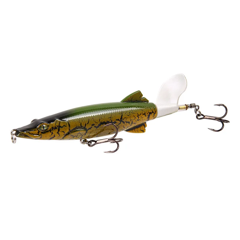 Isca de Pesca com Rotatable Novo Flopper Plopper Flutuante Popper Macio Cauda Artificial Isca Dura Swimbait Pesca 13cm 16g 11 Iscas artificiais