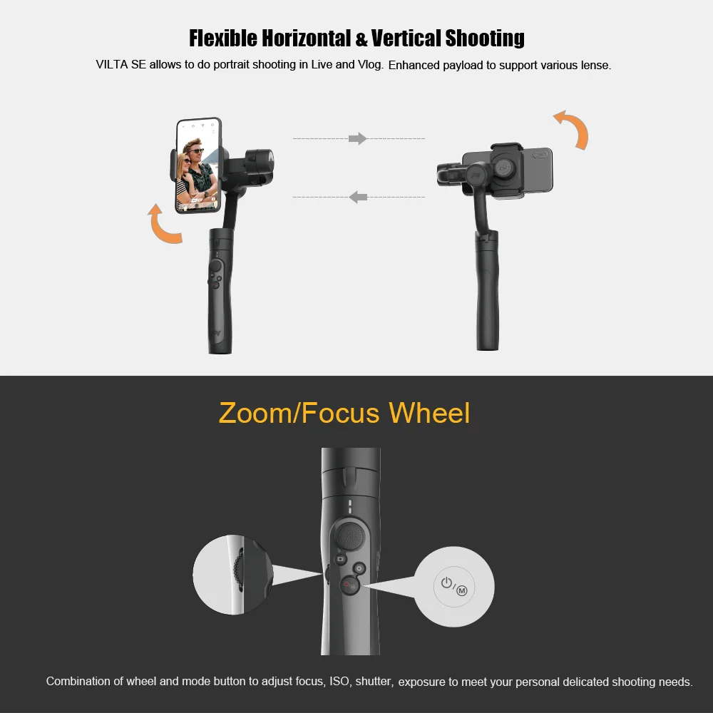 Freevision VILTA-SE VT20 3-Axis Single портативный смартфон Gimbal мини штатив-Трипод Бити функции распознавания лица и время для смартфон Huawei