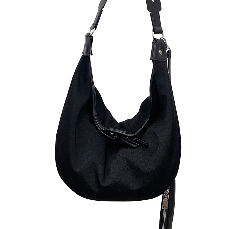 

Large Capacity Handbags Female Casual Tote Bags Half Moon Black Women Crossbody Bag Oxford Waterproof Travel Shoulder Bags