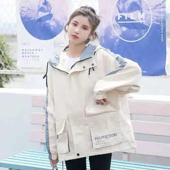 

Autumn Outerwear Coats Jackets women Long Sleeve Patchwork Oversize Zipper Jacket Windbreaker coats women jackets mujer Hoodie