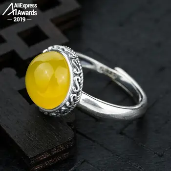 

Oh My God so Beautiful S925 Sterling Silver Ukraine Amber Rings Exaggerated Rings health rich lithuania Retro Handmade