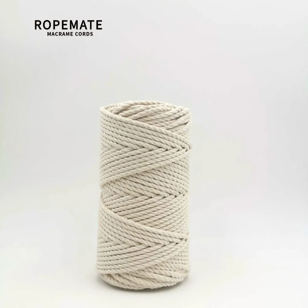 

DIY rope-ROPEMATE BASIC COTTON CORD string 3.5MM 100M per roll - 3 STRAND - NATURAL COLOR