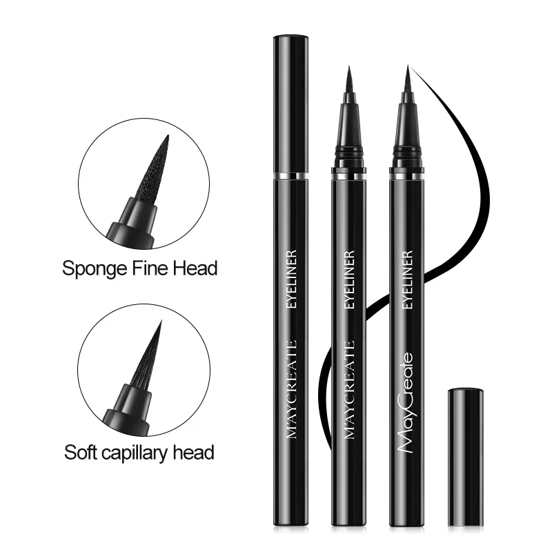 Wholesale 2 Style Sponge Fine Head And Soft Capillary Head Waterproof Eyeliner Water Resistance Smudge-proof Lasting Eyeliner