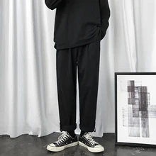 Мужские хлопковые повседневные штаны для отдыха, свободные брюки-карго, эластичные штаны-шаровары для активного отдыха в стиле хип-хоп, черные/цвета хаки, спортивные штаны