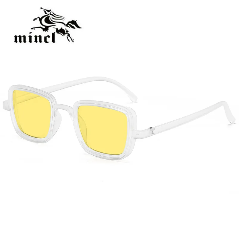 clear yellow MINCL/ Ретро Квадратные Солнцезащитные очки женские брендовые дизайнерские солнцезащитные очки для женщин зеркальные солнечные очки сплав Ray женские с коробкой NX - Цвет линз: clear yellow