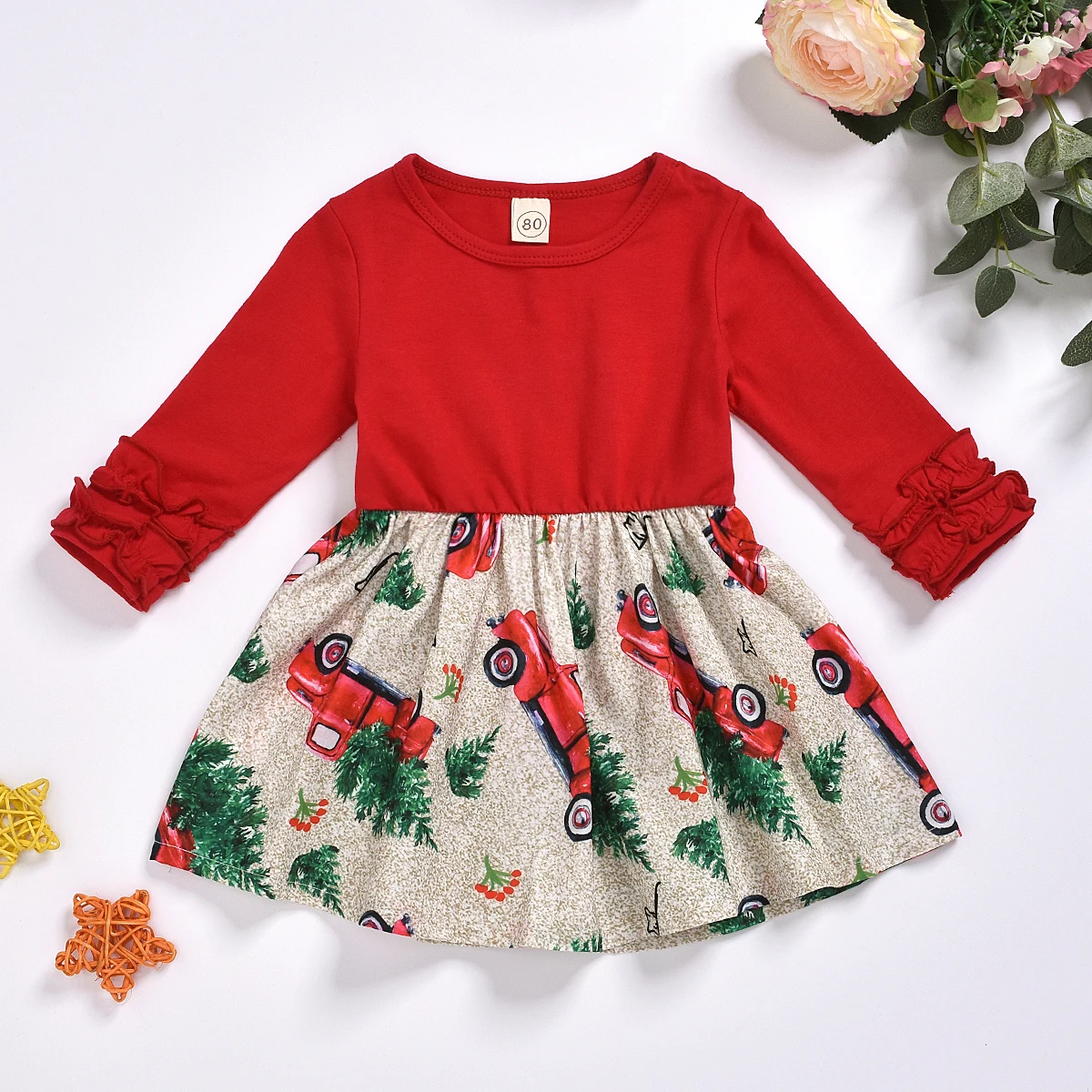 Toddler Kid Baby Girl Christmas Xmas Floral Dress Party Princess Pageant Dresses