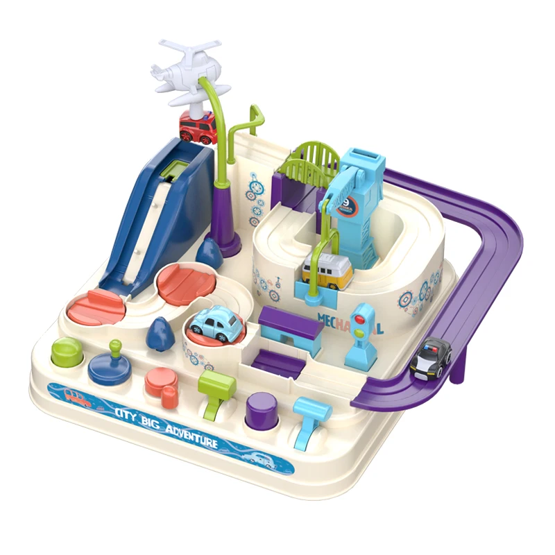Carreras de ferrocarril modelo de coche de carreras de juguetes educativos para niños coche de pista de juego de aventura juego mental mecánica interactivo juguete