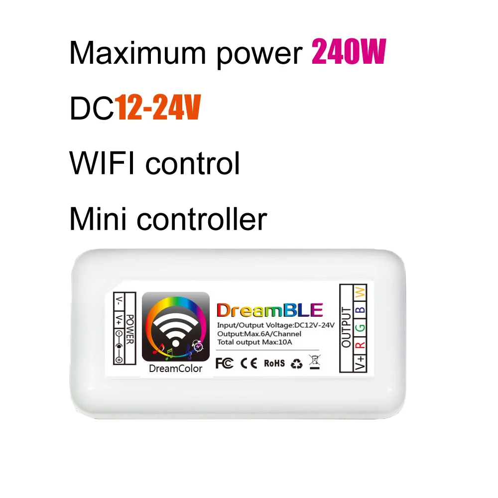 Bluetooth RGBW светодиодный контроллер DC12-24V 10A 3CH/4CH светодиодный мини контроллер на Android и IOS APP для 3528 5050 Светодиодные полосы света - Цвет: WIFI-FC-PB-BT01-WH