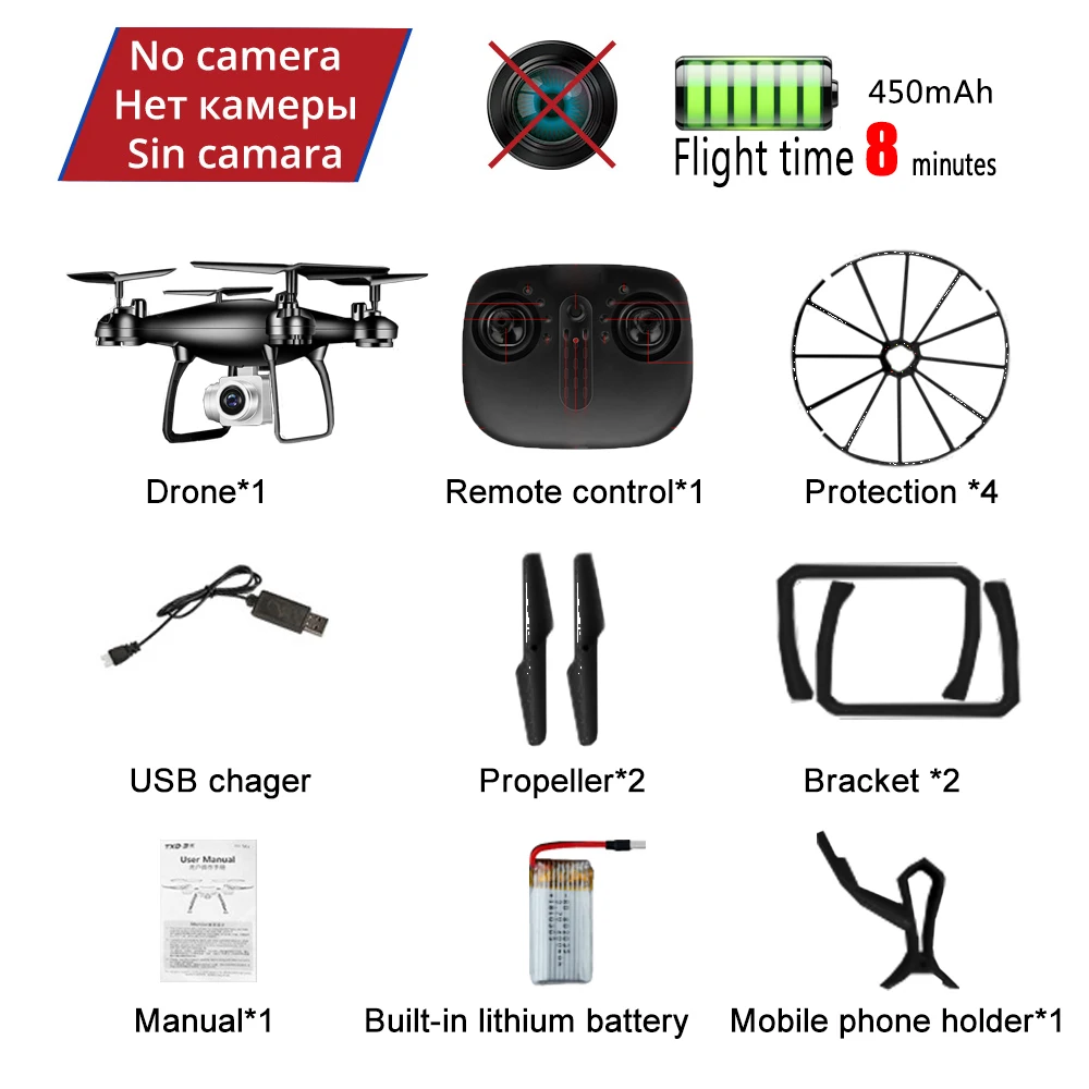 JC-10-no-8min-BK RC Camera Drone With 720P/1080P Quadcopter HD Camera Dron Selfie Quadcopter Headless Helicopeter One Key Return Drones Toy Gift - Цвет: JC-10-no-8min-BK