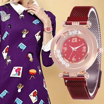 

WJ-8603 Women Fashion Diamond Watch Magnetic Buckle Quartz Wristwatch Clock Casual Luxury Watches For Female Bracelet Dress Gift