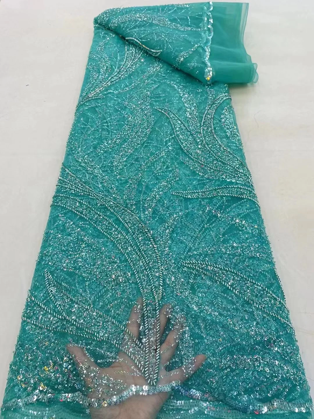 

Luxury Handmade Lace African French Lace Fabric 2022 High Quality Beaded Net Lace For Nigerian Lace Fabrics For Party Dress