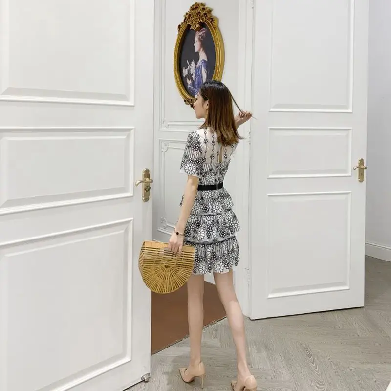 Женское Короткое платье из бисера, женское платье, весна, винтажное кружевное платье с вышивкой, милые нарядные платья, Элегантные Осенние новые